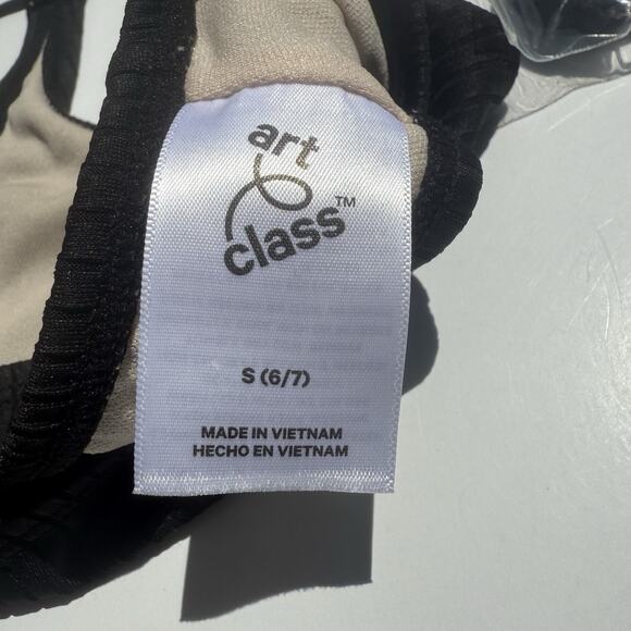 Art Class Girls Swim Bikini Top S (6/7) Black Ribbed One Shoulder NWT + Strap - Picture 4 of 5